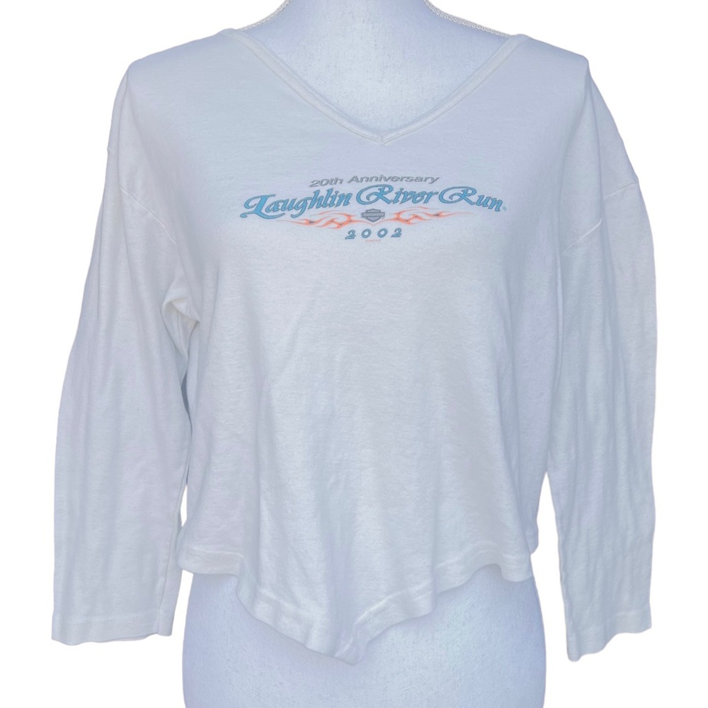 2002 Harley Davidson Y2K Vintage 3/4 Sleeve V-Shape Hem Tee